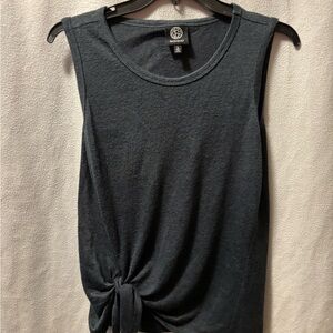 Bobeau Dark Gray Sleeveless Knot-Front Top